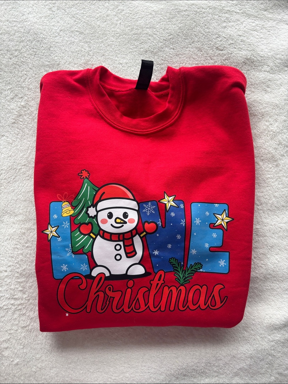 Red Christmas Snowman Crew Neck Pullover  Sweatshirt - Holiday Top